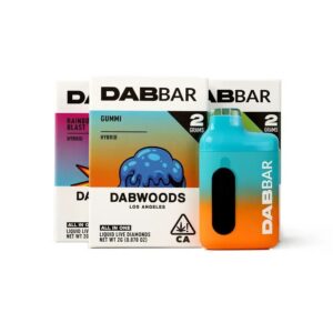 DabBar 2g disposables with Gummi and Rainbow Blast packaging.