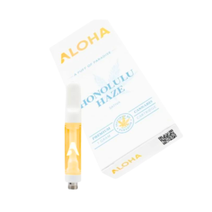 Aloha Honolulu Haze 1g cannabis cartridge and packaging.