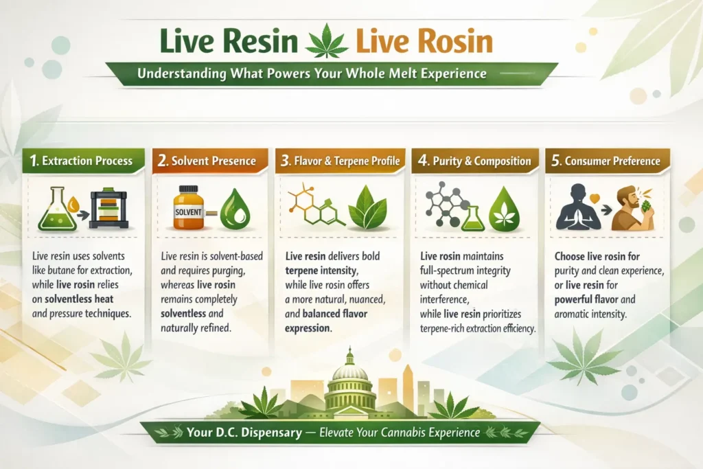 live resin vs live rosin whole melts extracts DC